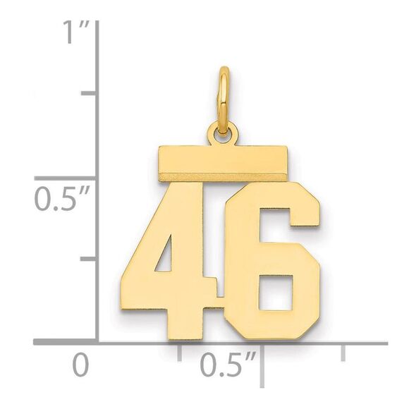 14k Yellow Gold, Athletic Collection, Small Polished Number 46 Pendant - Picture 2 of 3